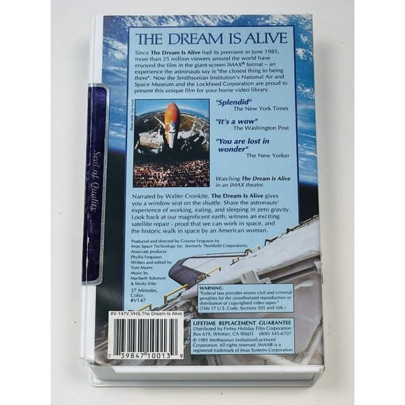 The Dream Is Alive: A Window Seat On the Space Shuttle (IMAX VHS, 1985) NIP Flaw - Picture 2 of 5